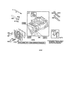 Cylinder/Intake - Manifold Diagram and Parts List for 0256-0261 Briggs and Stratton Engine